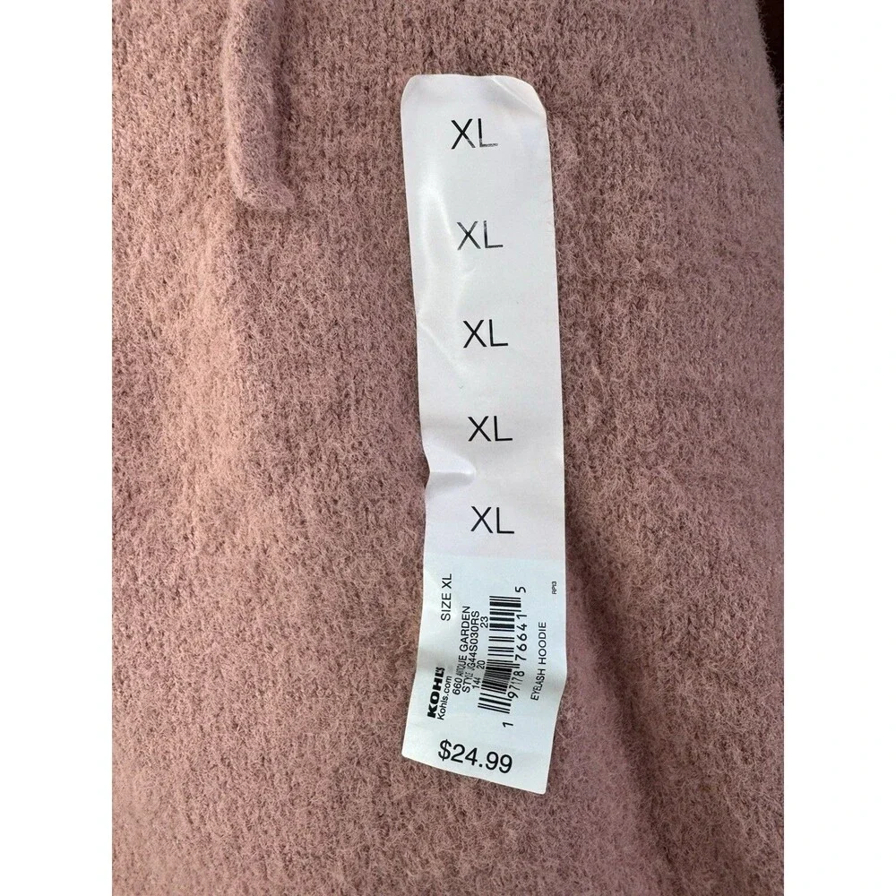 SO Juniors Hoodie XL Pink Eyelash Plush Yard Blush Crop Loungewear Womens NWT